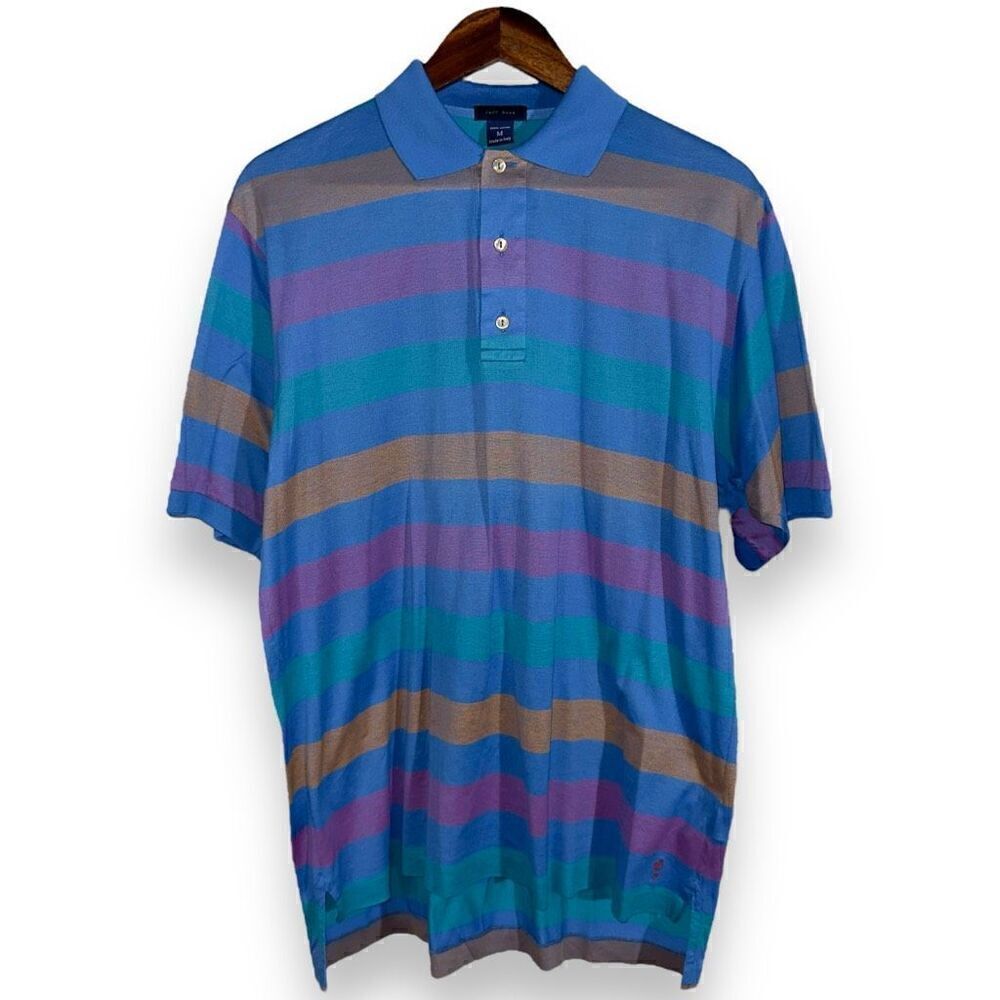 Jeff Rose Multicolored Stripe Italian Cotton Polo Shirt Sz M